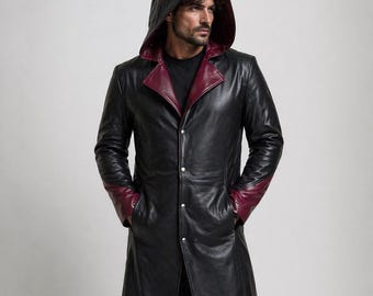 Devil May Cry Leder Trenchcoat Herren Schwarz Lammfell Cosplay Dante Langer Mantel
