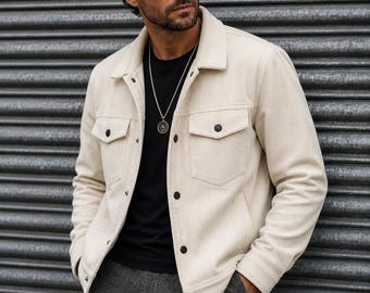 Elegante chaqueta de pana para hombre, estilo casual vintage, con botones, abrigo clásico de estilo urbano.
