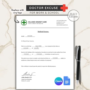 Editable Doctor's Excuse Note | Medical Absence Form (Canva, Google Docs)