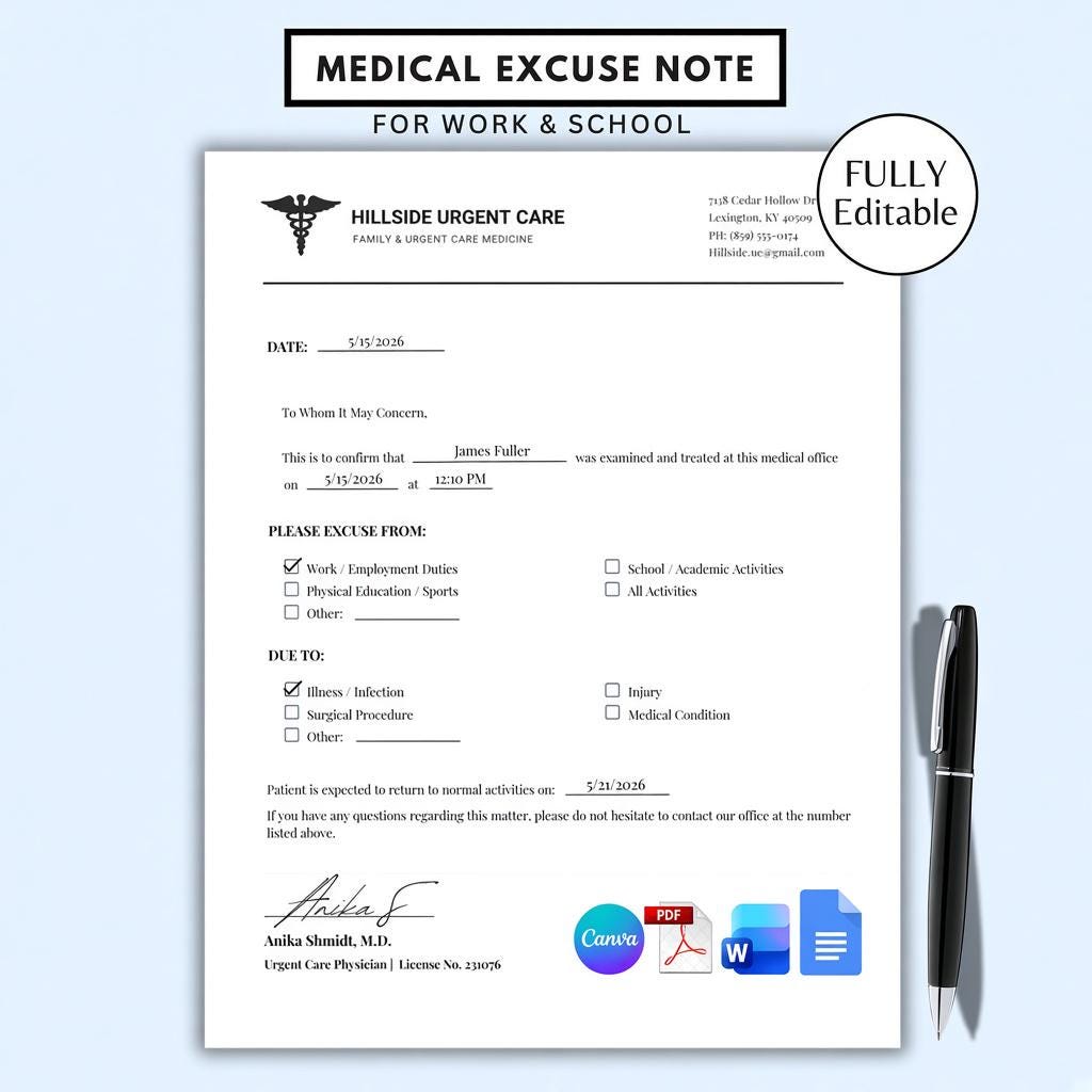 Doctor's Note - Etsy Canada