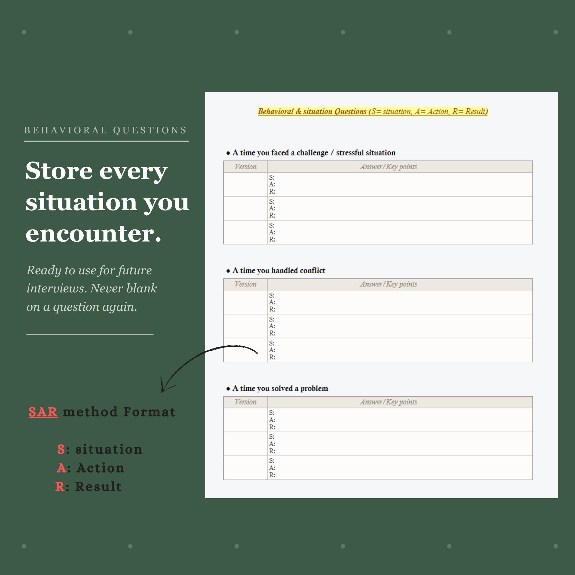 Interview Answer Bank | Onenote Template | Behavioral & Common ...