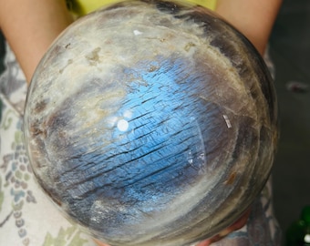 Natural moonstone crystal, hand polished energy stone ball  (13.86lb=6.3kg)