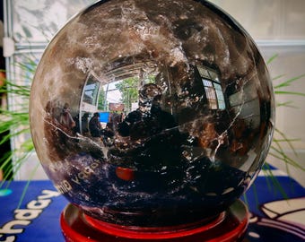 Natural smoked crystal, hand polished ball, healing energy stone(26.84LB=12.2kg)