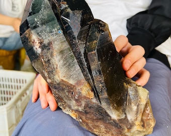 Natural smoked crystal specimen, cluster energy healing stone  (9.02LB=4.1kg)