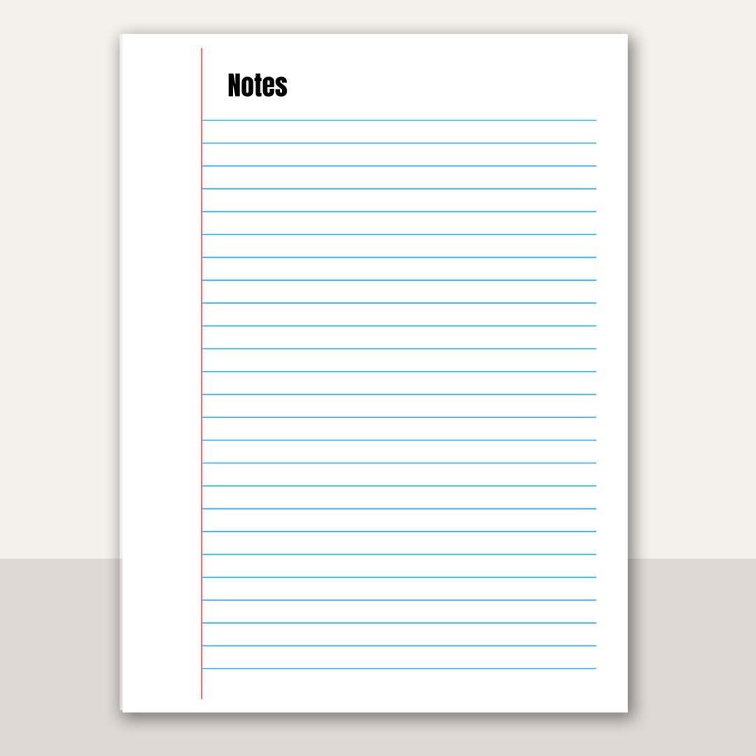 Writing Page Note Pad A4 Printable Note Pad | Lined Notes PDF | Minimalist Writing Paper ...