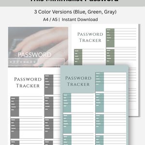 Minimalistischer Passwort Tracker, Logbuch, Organizer zum Ausdrucken (Instant Download)
