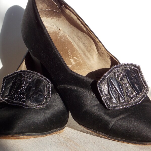 SALE  REUDCED Edwardian Silk and Leather Shoes