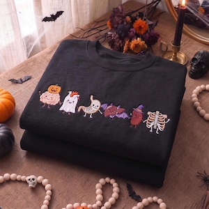 Söt medicinsk Halloween broderidesign, kusliga sjuksköterskor anatomi organ, horisontell rund hals broderifil, stor båge digital nedladdning