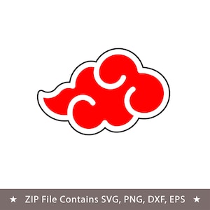 May include: A red cloud-shaped graphic with white swirls and a black outline. The image is on a white background. The text at the bottom says "ZIP File Contains SVG, PNG, DXF, EPS".