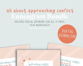 Relationship worksheets, enneagram art print and resources, How To Approach Conflict Bundle, couples counseling bundle, communication skills