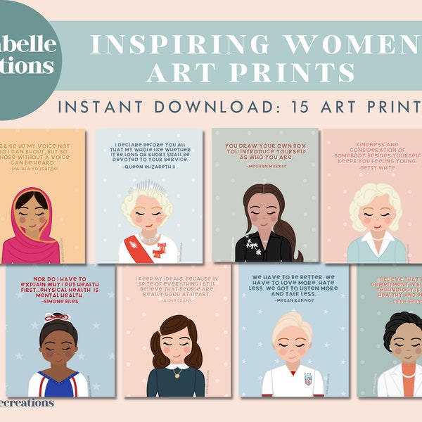 Inspiring Women Digital Download Art Prints, Classroom Art, Teacher Art, Art Bundle, Nursery Art, Kids Art, DIGITAL DOWNLOAD Wall Decor