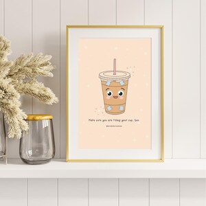 Kaffee Kaffee Poster, süßes Eiskaffee Poster, lustiges Poster, lustiges Poster für Mentale Gesundheit, Mentale Gesundheit, Positivität