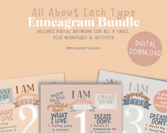 All About Each Enneagram Type | All 9 Enneagram Types Prints | Wall Print | Personal Growth | Find Your Type | DIGITAL DOWNLOAD