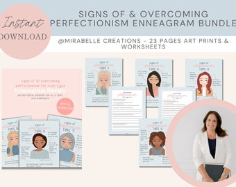 Perfectionists Resources, Overcoming Perfectionism Enneagram Type Bundle,  well-being worksheet, self-awareness, posters, mental health