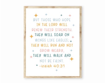 Bible Verse Art Art Print | Isaiah 40:31 Prints | wall decor | Wall Print | Hand Drawn | DIGITAL DOWNLOAD