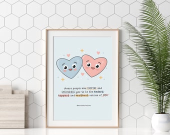Inspirational art print, positivity psychology, affirmations, therapy office decor, mental wellbeing