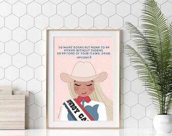 Beyonce Poster, Cowboy Carter Art Print, Positive affirmation print