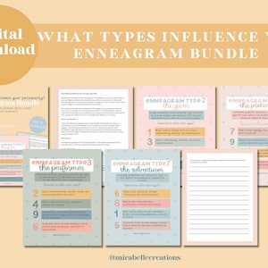 What Types Influence Your Personality Enneagram Art and Resource Bundle, Enneagram Journal, Wellness worksheet, self awareness, self explore image 1