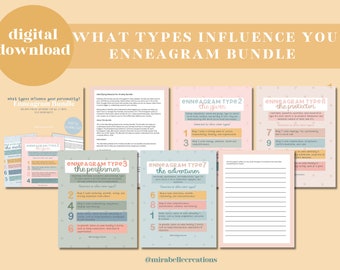 What Types Influence Your Personality Enneagram Art and Resource Bundle, Enneagram Journal, Wellness worksheet, self awareness, self explore