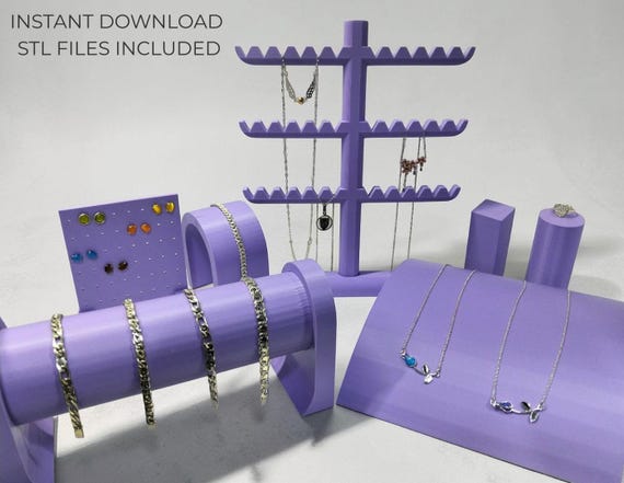 Jewelry Display STL Bundle – 3D Print Necklace & Bracelet Stands – FDM Printable – Commercial License Included