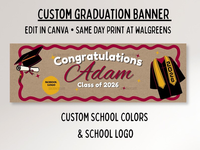 Graduation High School College Customizable Banner, Class of 2026 ...