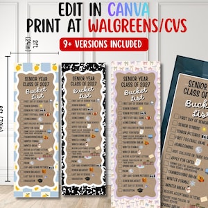 Editable Senior Year Bucket List Banner, Class of 2027 Graduation Banner, Senior Checklist Poster, Senior Banner, Walgreens Banner 2x6