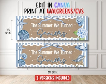 Sommaren vi blev seniorer, banderoll för klass 2027, dekoration för soluppgång för seniorer, banderoll för sista året, utskrivbar Walgreens 2x6-banderoll