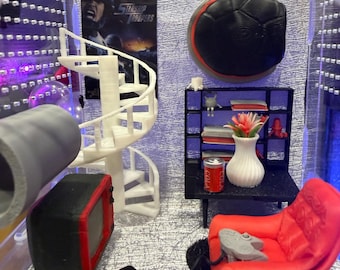 Mini stanza da gioco con recinto a forma di ragno saltatore (4,52x4,52x4,52) / Allestimento moderno fatto a mano / Cozy Jumper Studios