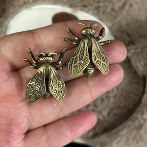2pic Brass Honey Insect Figurines Set of Two Vintage Finish Tea Table Decor Zen Style Desk Ornament