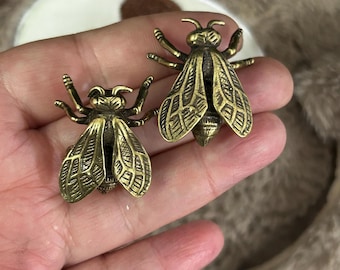 真鍮製ハチミツ昆虫の置物2個セット ヴィンテージ仕上げ ティーテーブル装飾 禅スタイル デスクオーナメント