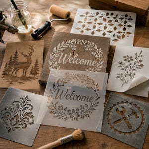 Custom Stencil from Your Logo Text Image, Reusable Mylar Plastic Metal Stencils for Painting Wall Wood, Adhesive Vinyl Personalized Stencil