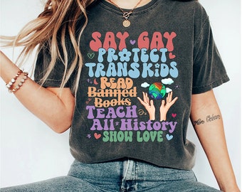 Comfort Colors® Shirt, Say Gay Shirt, Pride Rainbow, Protect Trans Kids Shirts, Equality T Shirt, Lgbt Ally Shirt, Read Banned Books