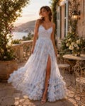 Romantic Floral Corset Maxi Dress, Cottagecore Ruffle High Low, Garden Party Summer Vacation product logo