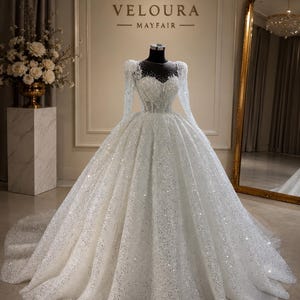 bling long sleeve wedding dresses C2022-SLSB448