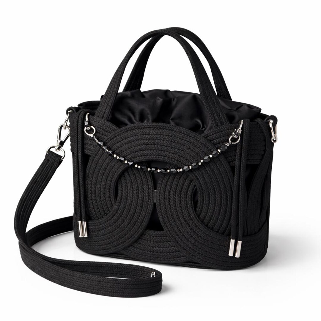 Black Designer Rope Bag, Luxury Handmade Handbag, Statement Purse ...