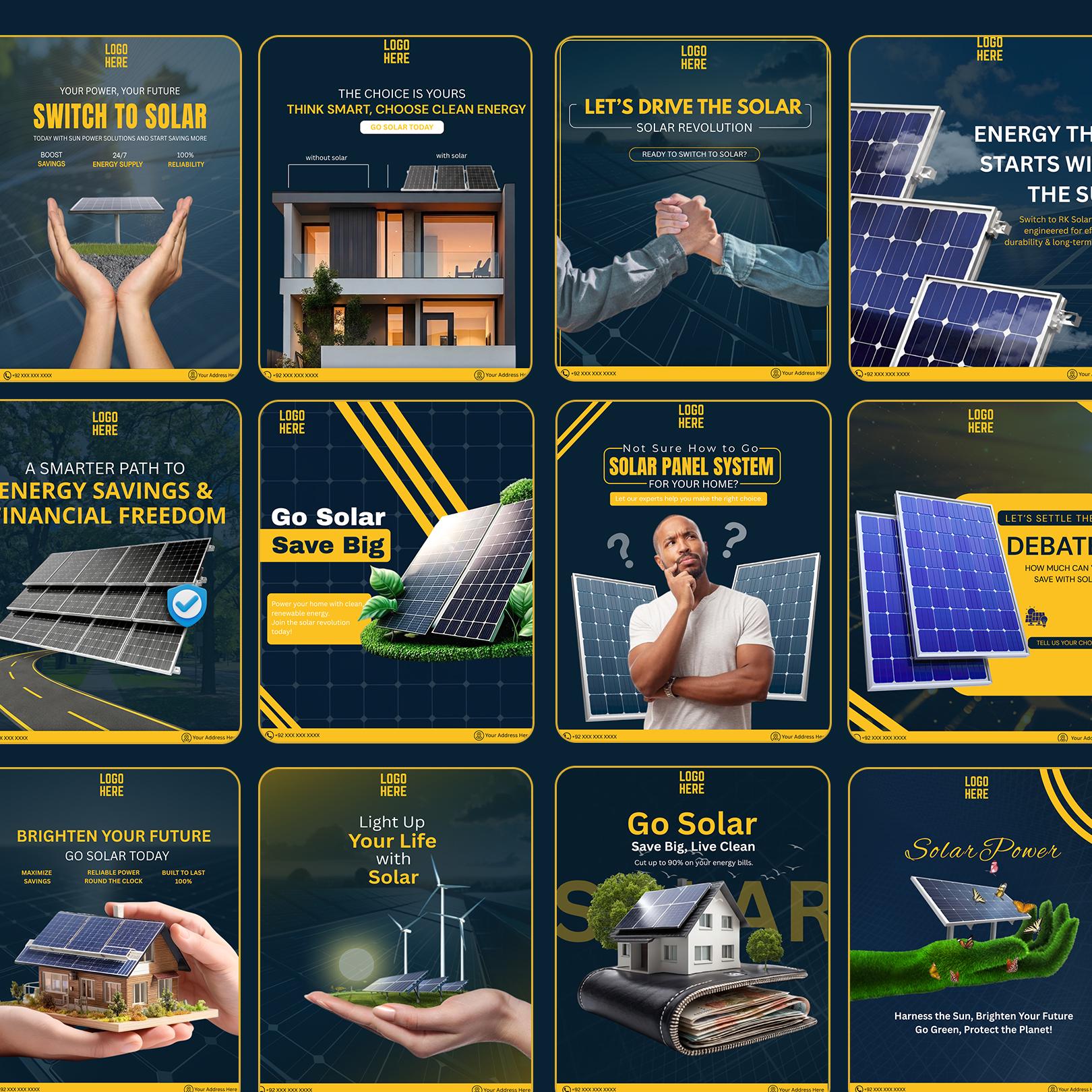 Solar Energy Instagram Canva Templates Bundle | Social Media Kit ...