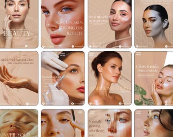 Skincare Esthetician Instagram Post Templates, Medspa Social Media Bundle (Digital Download)