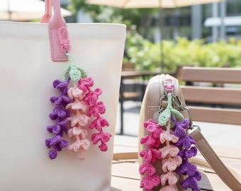 Wisteria Crochet Keychain Pattern, Wisteria Flower Branches Keyring, Bag Charm Gift for Mom, Easy Crochet Keyring PDF