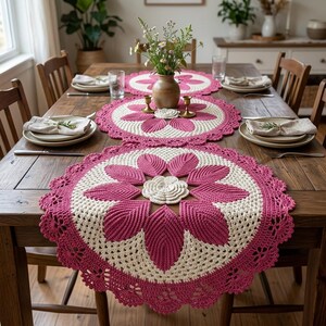 Round Crochet Rug Table Runner Pattern, Crochet Table Mat PDF, Handmade Home Decor, Digital Download