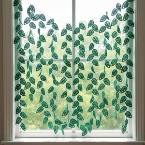 Crochet Leaf Garland Curtain Pattern, Vintage Lace Wall Hanging (PDF Download)