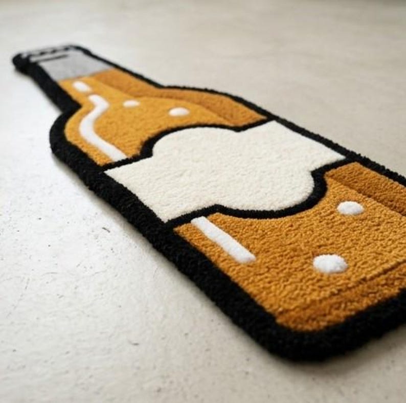 Hand Tufted Beer Bottle Rug, Amber Bar Decor, Wool Man Cave Accent - Etsy