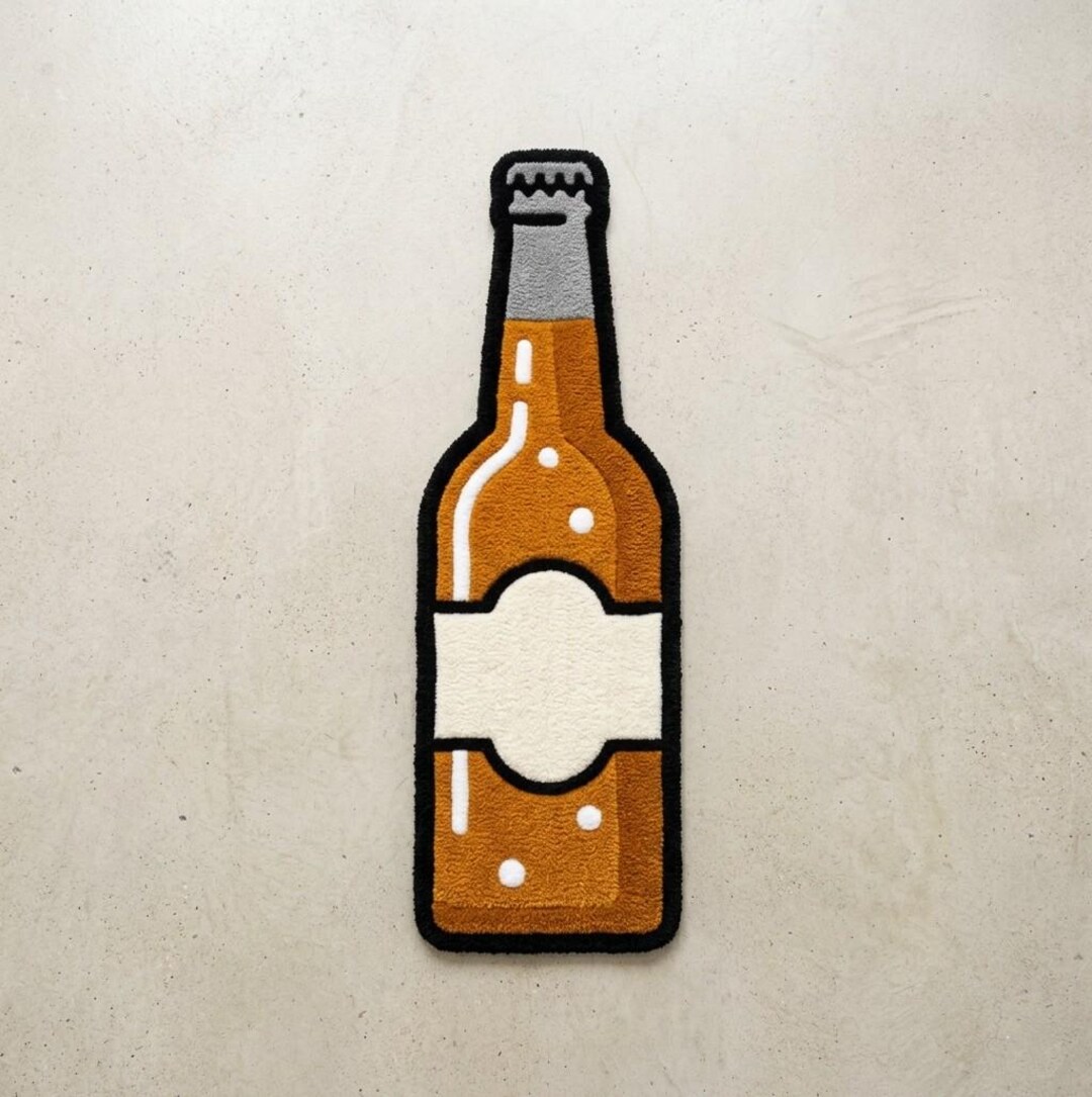 Foster Beer Rug Hand Tufted Beer Bottle Rug, Amber Bar Decor, Wool Man Cave Accent - Etsy