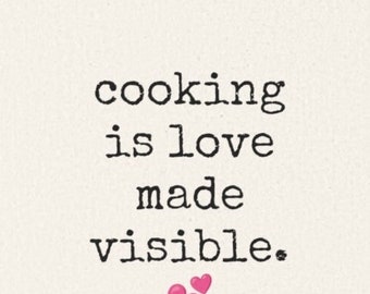 Cooking Love Cotton Tea Towel organic gift kitchen mom wife hostess chef neighbor favorite