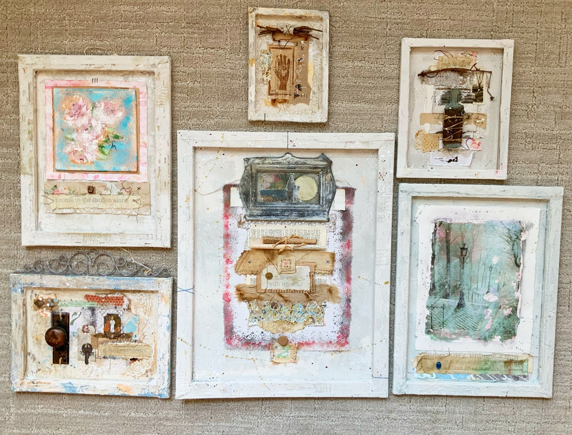 Heart & Hand Assemblage Collage Mixed Media Sculpture Antique - Etsy