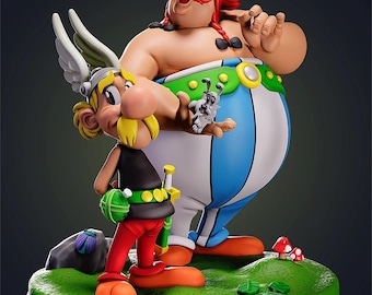 Asterix Obelix Duo Statue - Comic Gallier 3D Druck Modell (STL Download)