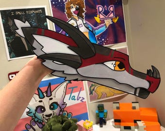 Handmade paper dragon puppet - Ash