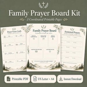Family Prayer Board | Christian Prayer Tracker, Homeschool Basket, Answered Prayers Log (Printable PDF)