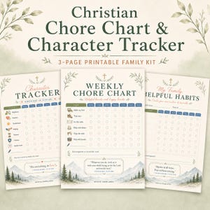 Weekly Chore Chart for Kids | Christian Responsibility & Character Tracker, Faith Based PDF
