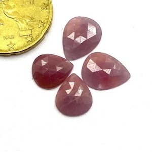 Natural Ruby Rose Cut Slices – 2 Pairs Loose Faceted Flat pink  Fancy Ruby Gems