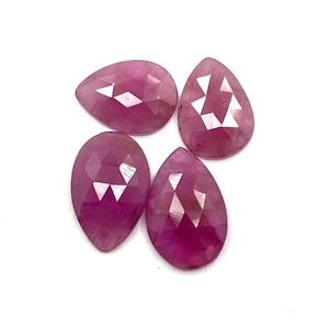 Par de gemas de rubí sueltas - Piedras naturales facetadas con talla rosa para joyería personalizada